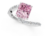 White gold Fancy Pink Radiant  Solitaire Twist Band with Pave Set Diamonds and Four-Prong Setting_108