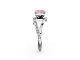 White gold Fancy Pink Radiant  Solitaire Twist Band with Pave Set Diamonds and Four-Prong Setting_110
