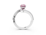 White gold Fancy Pink Radiant  Solitaire Twist Band with Pave Set Diamonds and Four-Prong Setting_111