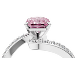 White gold Fancy Pink Radiant  Solitaire Twist Band with Pave Set Diamonds and Four-Prong Setting_112