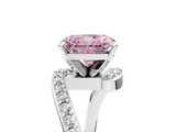 White gold Fancy Pink Radiant  Solitaire Twist Band with Pave Set Diamonds and Four-Prong Setting_113