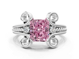 White gold Fancy Pink Radiant  Solitaire Twisted Band Scroll Prong Ring_3