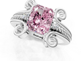 White gold Fancy Pink Radiant  Solitaire Twisted Band Scroll Prong Ring_4
