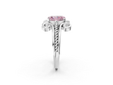 White gold Fancy Pink Radiant  Solitaire Twisted Band Scroll Prong Ring_5