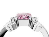 White gold Fancy Pink Radiant  Solitaire Twisted Band Scroll Prong Ring_7