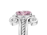 White gold Fancy Pink Radiant  Solitaire Twisted Band Scroll Prong Ring_8