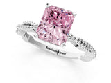 White gold Fancy Pink Radiant  Solitaire Twisted Band with Bead Prong Setting_409