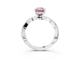 White gold Fancy Pink Radiant  Solitaire Twisted Band with Bead Prong Setting_411