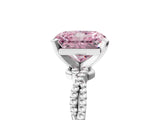 White gold Fancy Pink Radiant  Solitaire Twisted Band with Bead Prong Setting_413