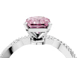 White gold Fancy Pink Radiant  Solitaire Twisted Band with Bead Prong Setting_413