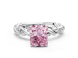 White gold Fancy Pink Radiant  Solitaire Twisted Band with Pavé Accents and Four-Prong Setting_3