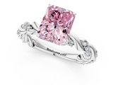 White gold Fancy Pink Radiant  Solitaire Twisted Band with Pavé Accents and Four-Prong Setting_4