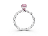 White gold Fancy Pink Radiant  Solitaire Twisted Band with Pavé Accents and Four-Prong Setting_6