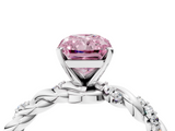 White gold Fancy Pink Radiant  Solitaire Twisted Band with Pavé Accents and Four-Prong Setting_7