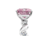 White gold Fancy Pink Radiant  Solitaire Twisted Band with Prong Setting
