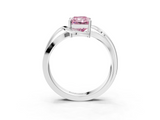 White gold Fancy Pink Radiant  Solitaire Twisted Band with Prong Setting_6
