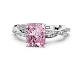 White gold Fancy Pink Radiant  Solitaire Twisted Pave Diamond Ring with Four-Prong Setting_140