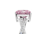 White gold Fancy Pink Radiant  Solitaire Twisted Pave Diamond Ring with Four-Prong Setting_145