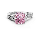 White gold Fancy Pink Radiant  Solitaire Vine Band with Milgrain Prong Setting_3