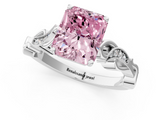 White gold Fancy Pink Radiant  Solitaire Vine Band with Milgrain Prong Setting_4