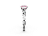 White gold Fancy Pink Radiant  Solitaire Vine Band with Milgrain Prong Setting_5
