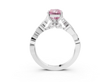 White gold Fancy Pink Radiant  Solitaire Vine Band with Milgrain Prong Setting_6
