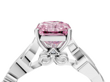 White gold Fancy Pink Radiant  Solitaire Vine Band with Milgrain Prong Setting_7