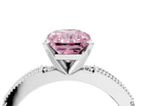 White gold Fancy Pink Radiant  Solitaire with Pavé Band and Four-Prong Setting_299