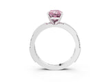White gold Fancy Pink Radiant  Solitaire with Pavé Band and Four-Prong Setting_304