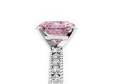 White gold Fancy Pink Radiant  Solitaire with Pavé Band and Four-Prong Setting_306