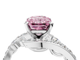 White gold Fancy Pink Radiant  Solitaire with Pavé Twist Band and Four-Prong Setting_93