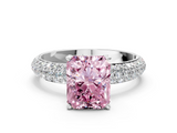 White gold Fancy Pink Radiant  Solitaire with Pave Band and Four-Prong Setting_3