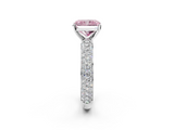 White gold Fancy Pink Radiant  Solitaire with Pave Band and Four-Prong Setting_5