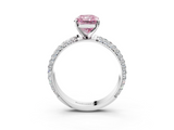 White gold Fancy Pink Radiant  Solitaire with Pave Band and Four-Prong Setting_6