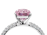 White gold Fancy Pink Radiant  Solitaire with Pave Band and Four-Prong Setting_7