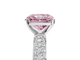 White gold Fancy Pink Radiant  Solitaire with Pave Band and Four-Prong Setting_8