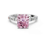 White gold Fancy Pink Radiant  Solitaire with Side Baguettes and Channel Set Band_58
