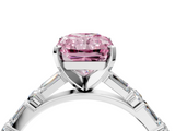 White gold Fancy Pink Radiant  Solitaire with Side Baguettes and Channel Set Band_63