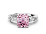 White gold Fancy Pink Radiant  Solitaire with Tapered Baguette Side Stones on a Classic Band with Four-Prong Setting_116
