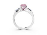 White gold Fancy Pink Radiant  Solitaire with Tapered Baguette Side Stones on a Classic Band with Four-Prong Setting_119