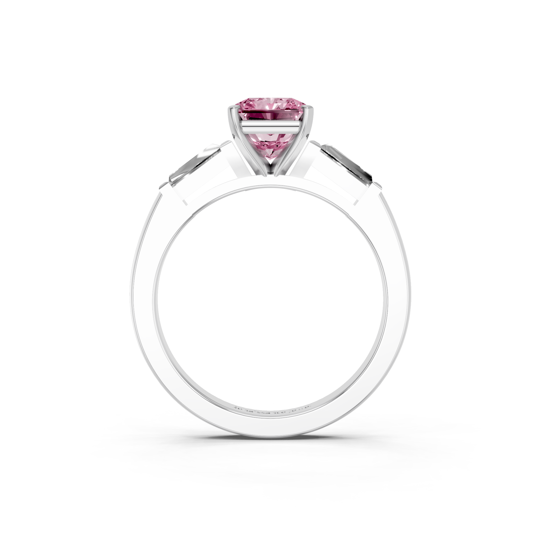 White gold Fancy Pink Radiant  Solitaire with Tapered Baguette Side Stones on a Classic Band with Four-Prong Setting_2