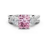 White gold Fancy Pink Radiant  Three-Stone Diamond Ring with Pavé Split Shank and Four-Prong Setting_102