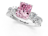 White gold Fancy Pink Radiant  Three-Stone Diamond Ring with Pavé Split Shank and Four-Prong Setting_87