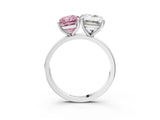 White gold Fancy Pink Radiant  and Emerald Cut Toi Moi Ring with Prong Setting_48
