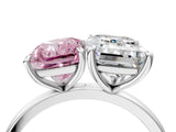White gold Fancy Pink Radiant  and Emerald Cut Toi Moi Ring with Prong Setting_50