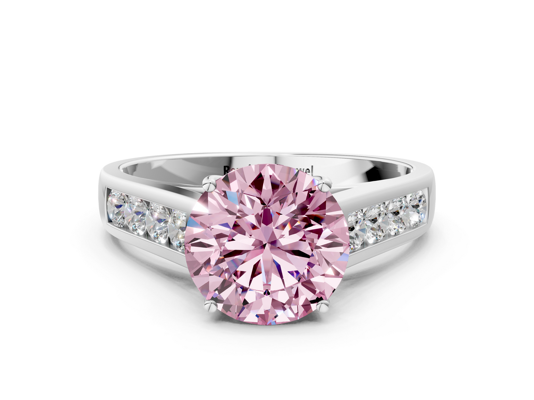 White gold Fancy Pink Round  Brilliant Channel-Set Solitaire Ring with Four-Prong Setting_17