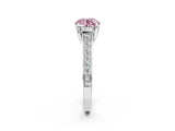 White gold Fancy Pink Round  Brilliant Cut Diamond Engagement Ring with Pavé Band and Four-Prong Setting_31