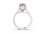 White gold Fancy Pink Round  Brilliant Cut Diamond Engagement Ring with Pavé Band and Four-Prong Setting_32