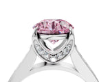 White gold Fancy Pink Round  Brilliant Cut Diamond Engagement Ring with Pavé Band and Four-Prong Setting_33