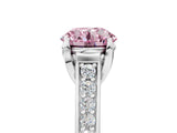 White gold Fancy Pink Round  Brilliant Cut Diamond Engagement Ring with Pavé Band and Four-Prong Setting_34